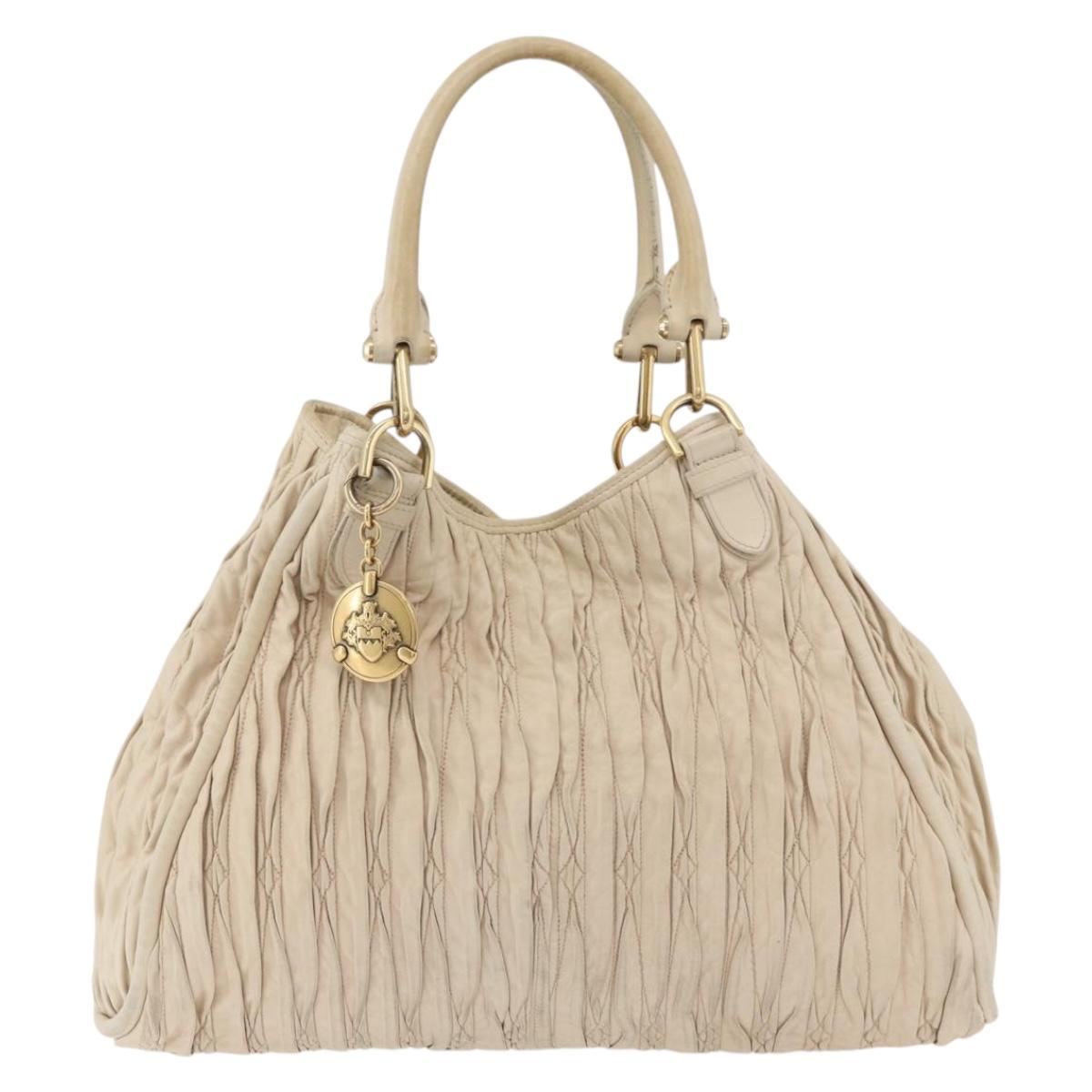 BALLY Tote Bag Leather Beige Gold Auth am8137