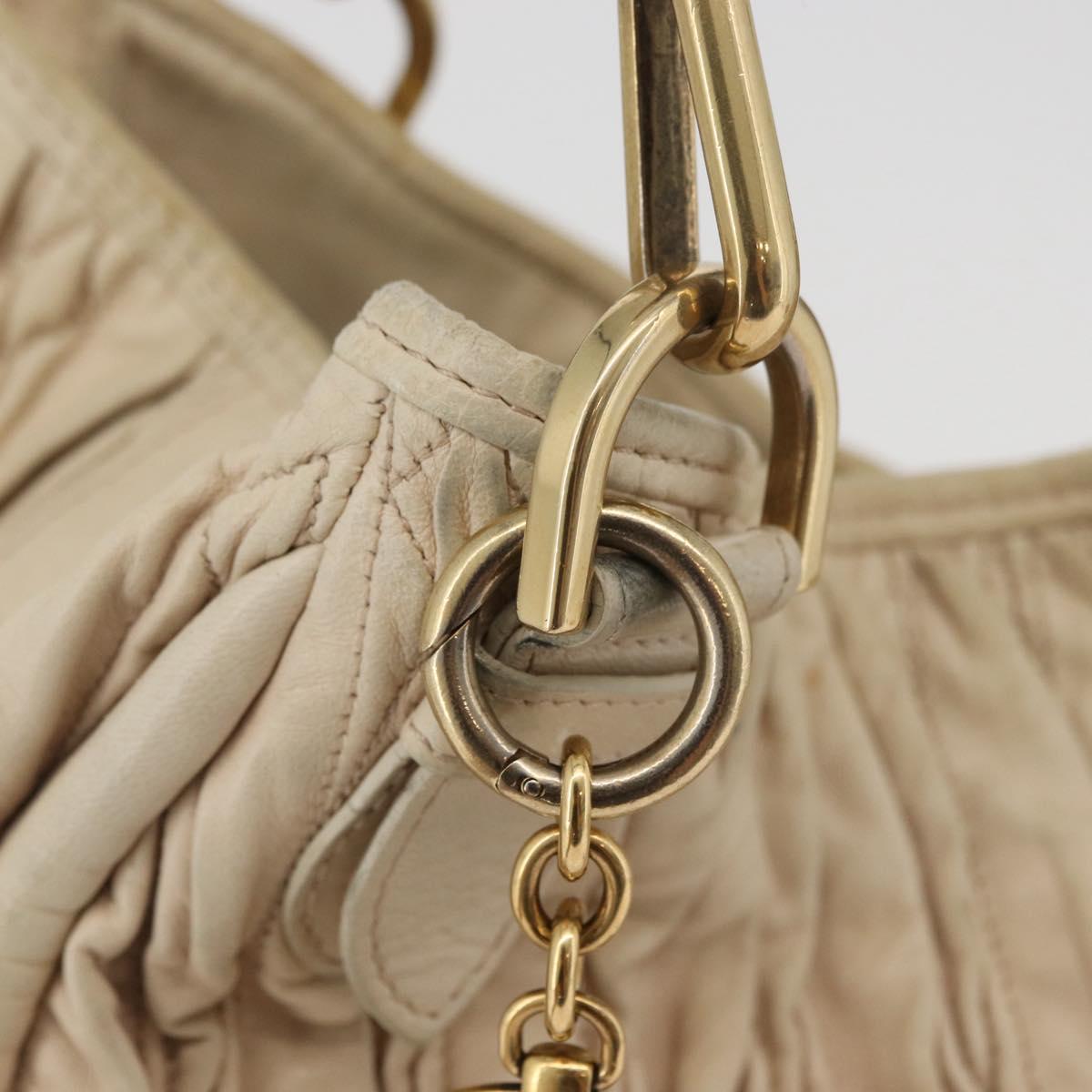BALLY Tote Bag Leather Beige Gold Auth am8137