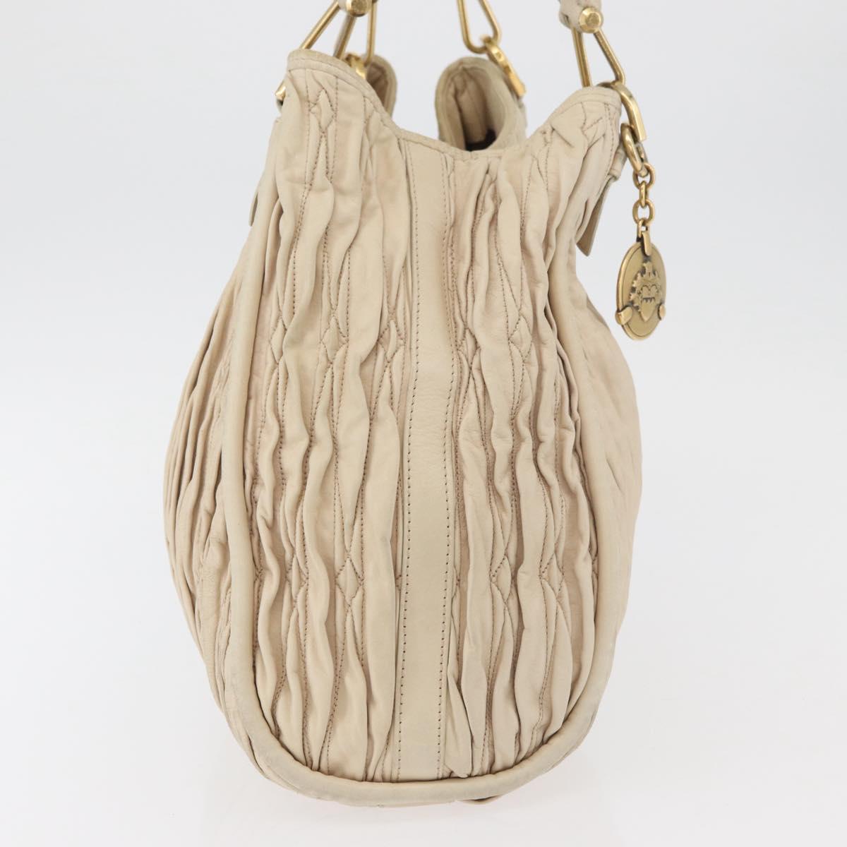 BALLY Tote Bag Leather Beige Gold Auth am8137