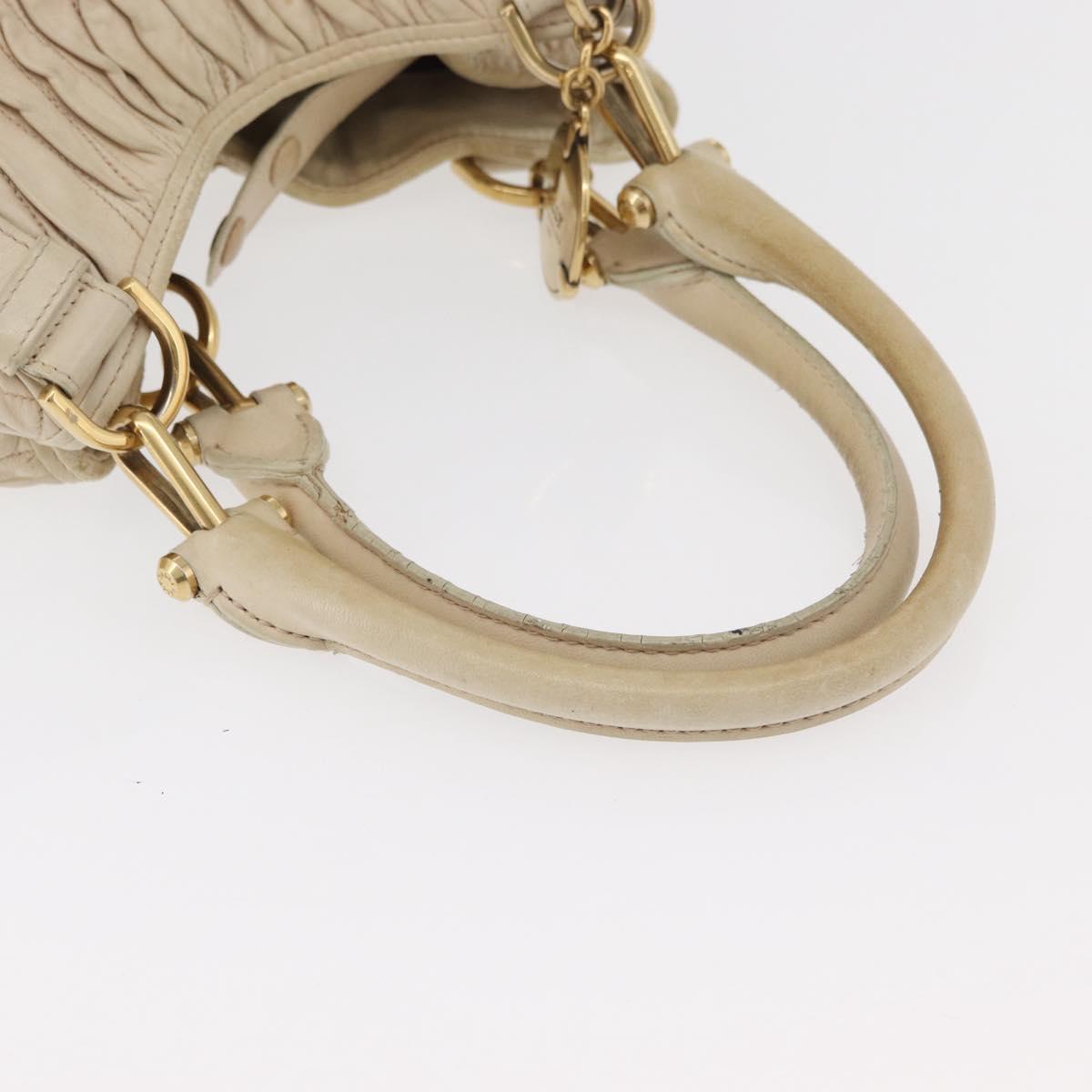 BALLY Tote Bag Leather Beige Gold Auth am8137