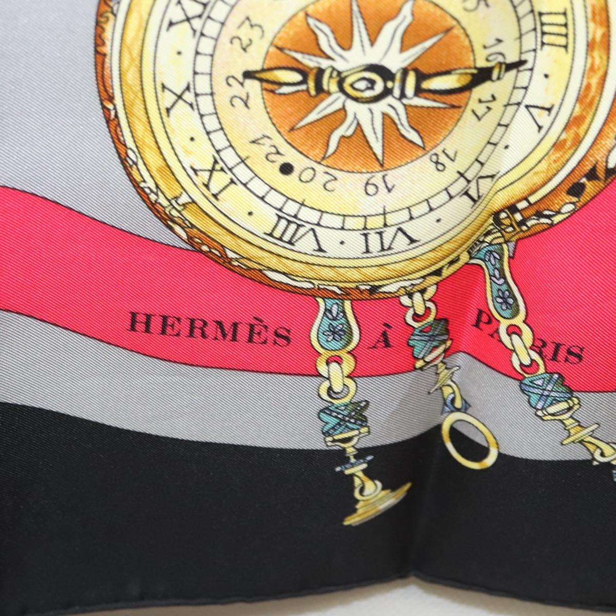 HERMES Carre 90 ""Parmi les fleurs je compte les heures"" Black Auth am8152