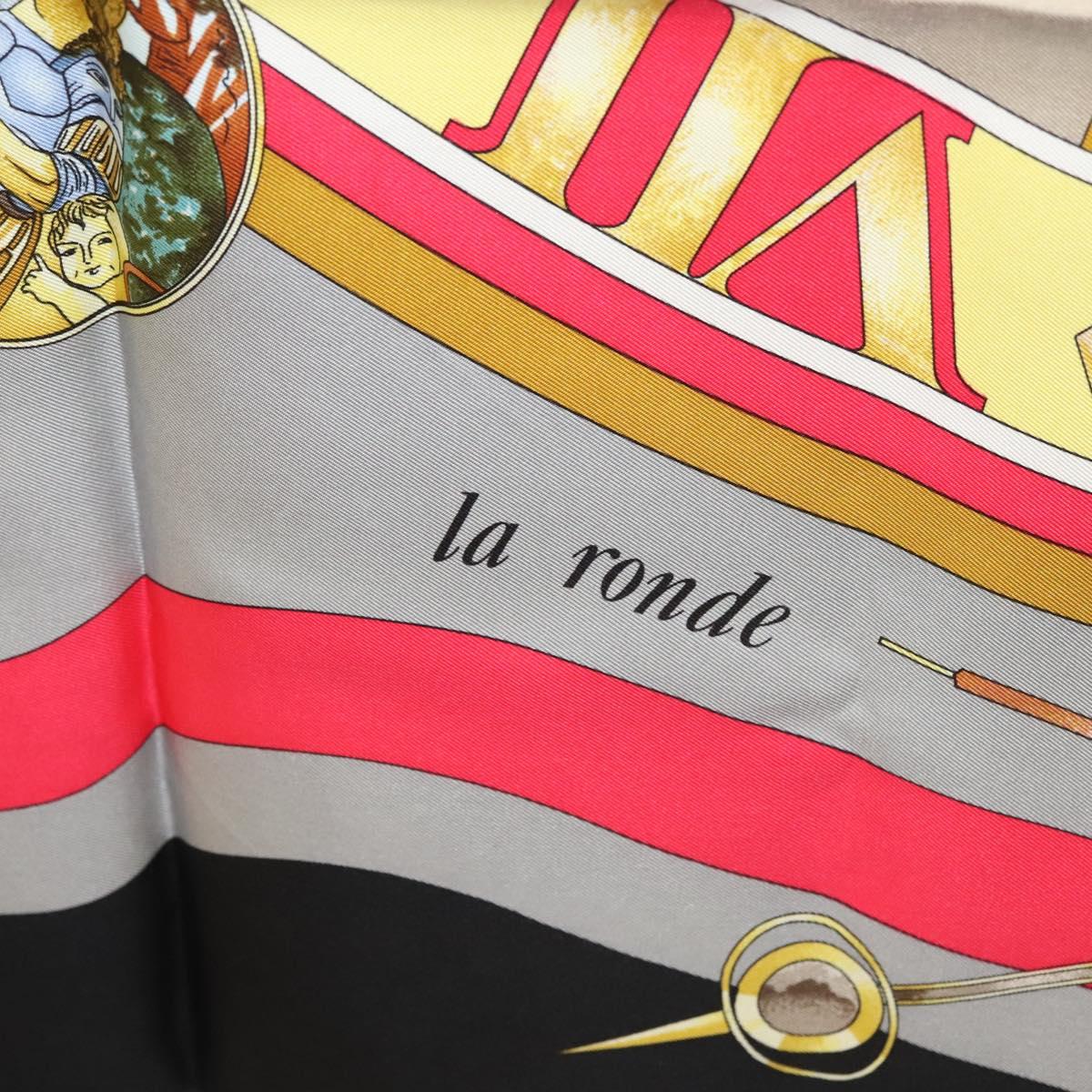 HERMES Carre 90 ""Parmi les fleurs je compte les heures"" Black Auth am8152