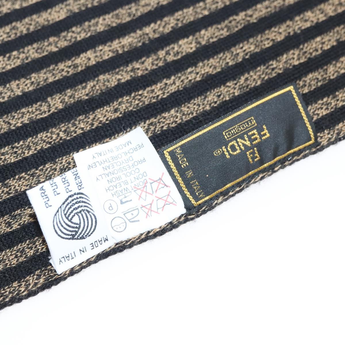 FENDI Zucca Canvas Scarf Wool Brown Auth am8155