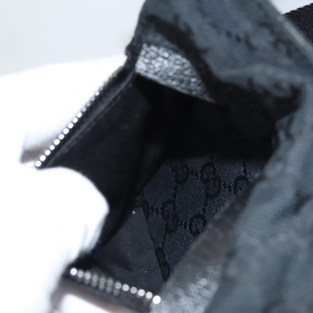 GUCCI GG Canvas Waist bag Black Silver 28566 Auth am8162