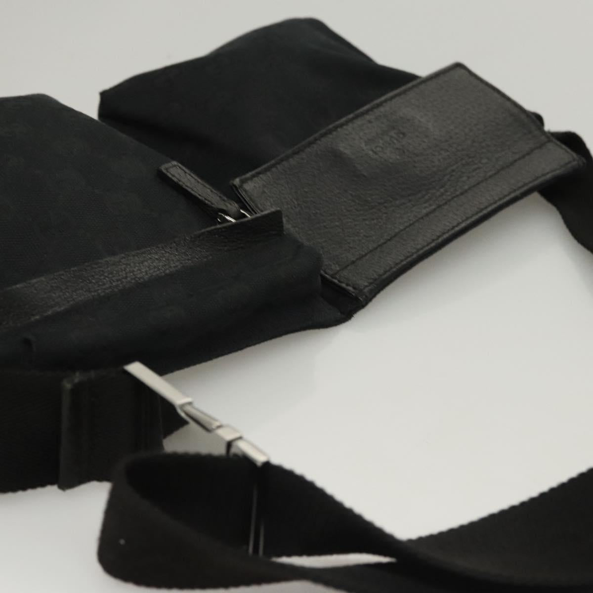 GUCCI GG Canvas Waist bag Black Silver 28566 Auth am8162