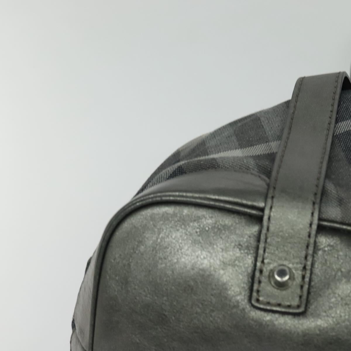 BURBERRY Tote Bag Canvas Black Silver Auth am8188