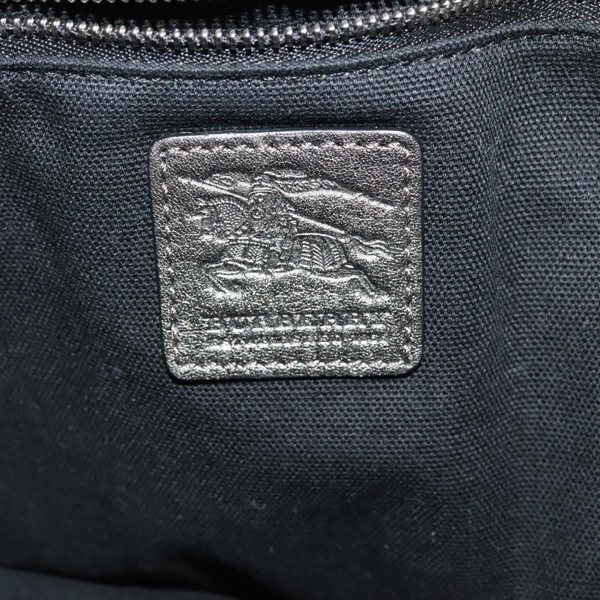 BURBERRY Tote Bag Canvas Black Silver Auth am8188
