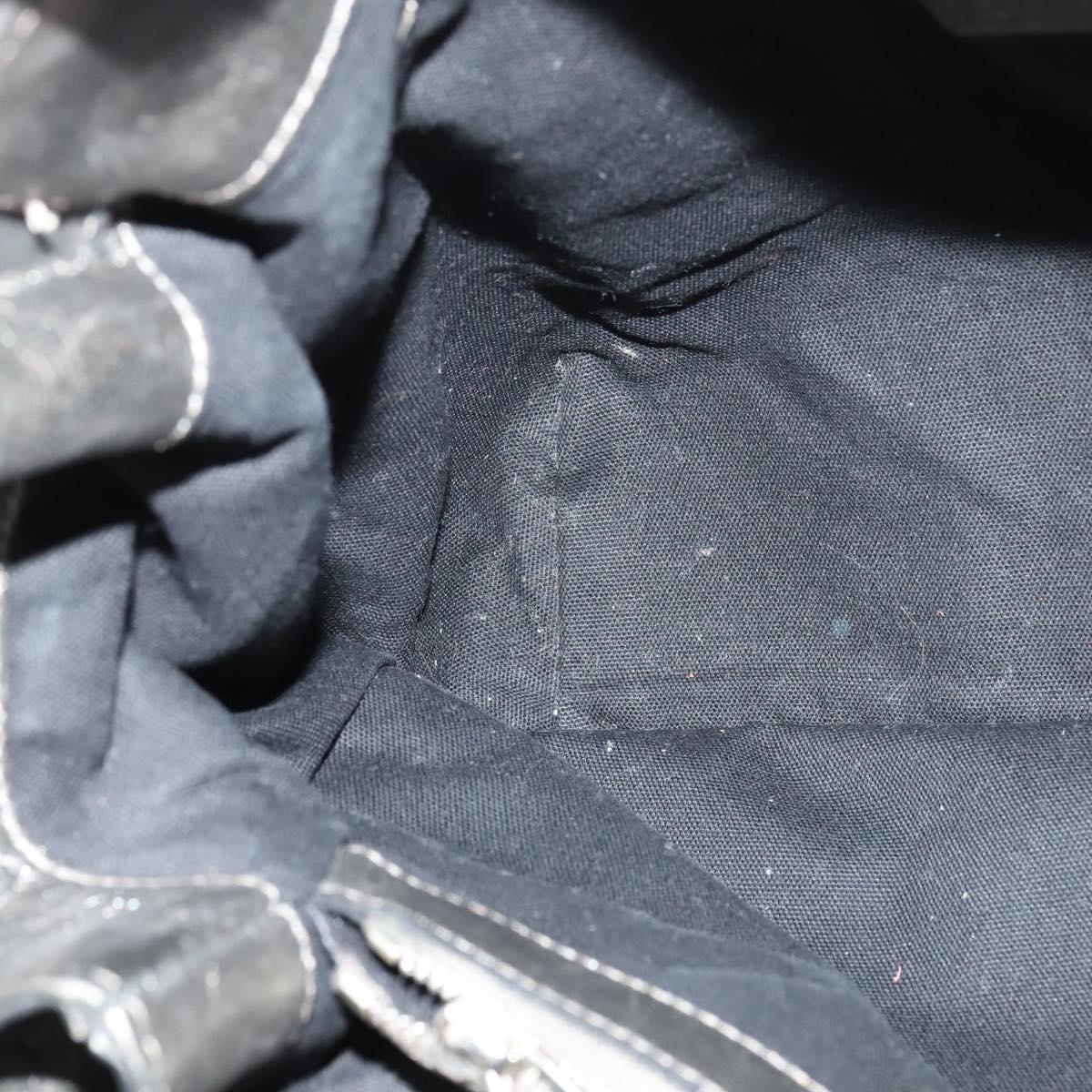 BURBERRY Tote Bag Canvas Black Silver Auth am8188