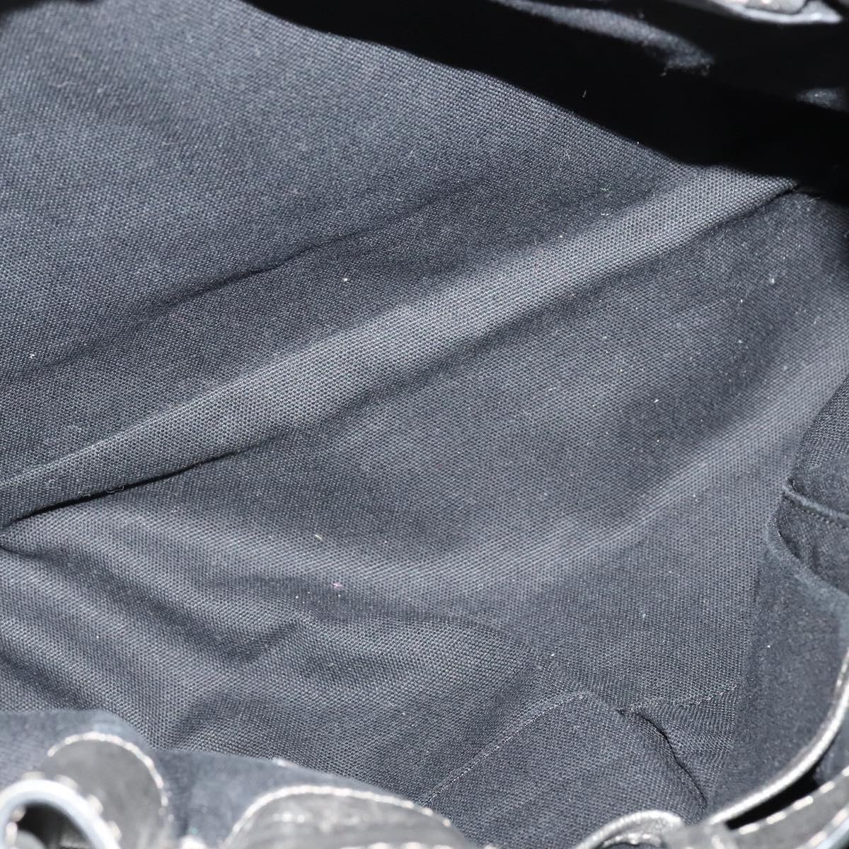 BURBERRY Tote Bag Canvas Black Silver Auth am8188