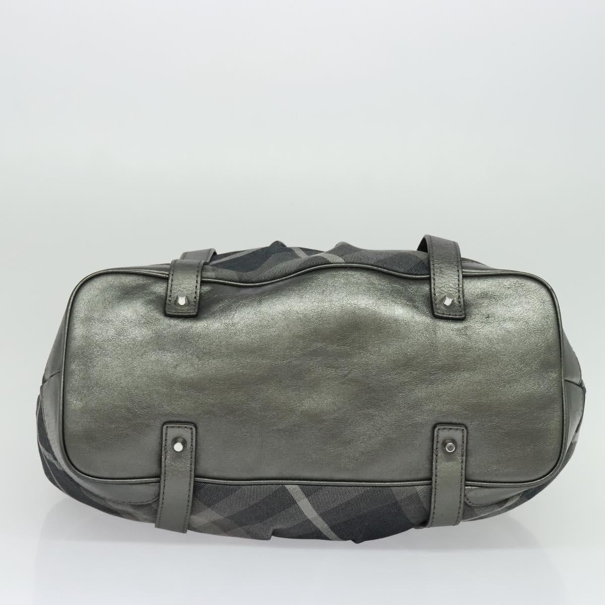 BURBERRY Tote Bag Canvas Black Silver Auth am8188