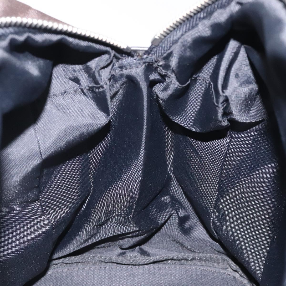 Burberrys Blue Label Hand Bag Nylon Brown Silver Auth am8193