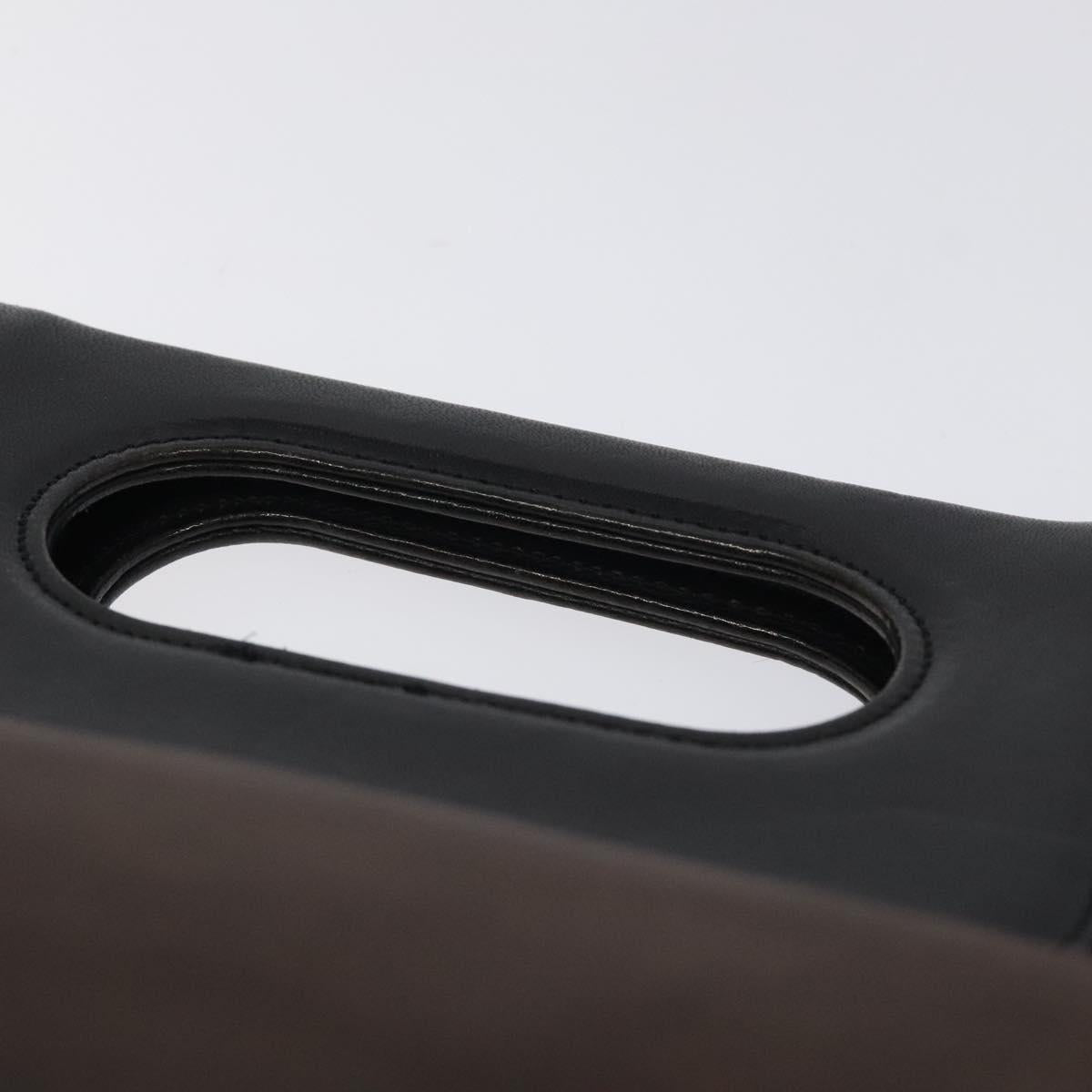 Burberrys Blue Label Hand Bag Nylon Brown Silver Auth am8193