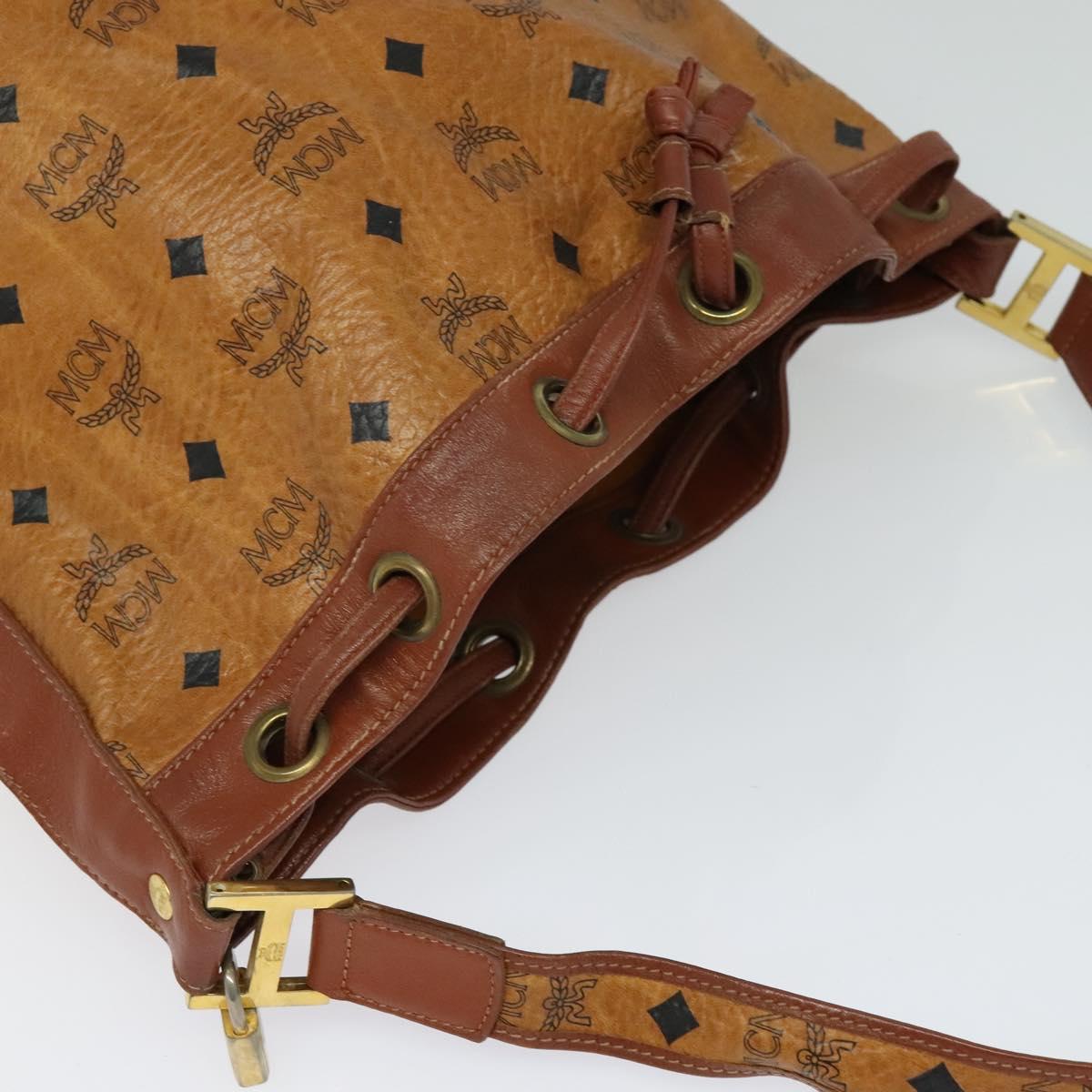 MCM Logogram Vicetos Shoulder Bag PVC Leather Brown Gold Auth am8195
