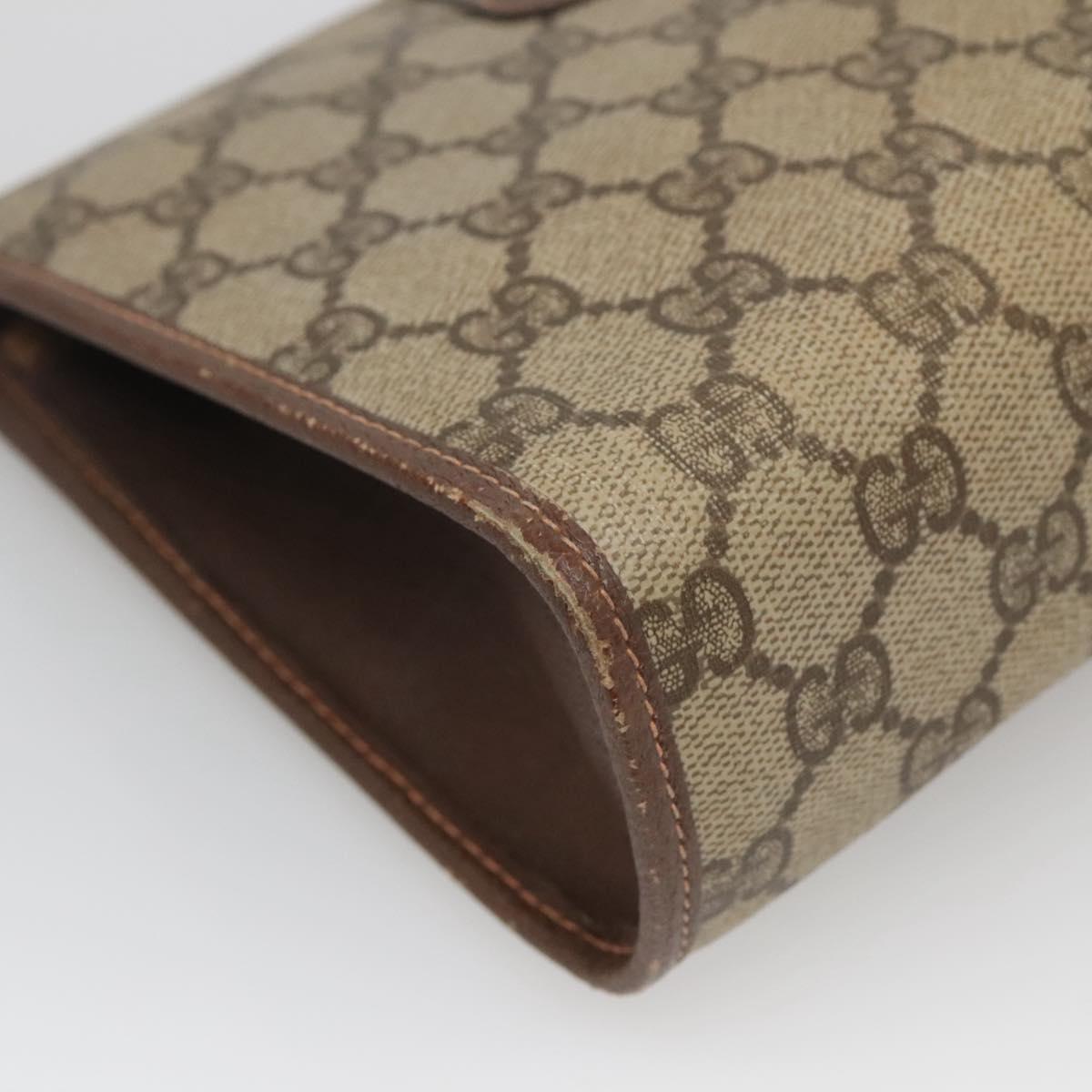GUCCI GG Supreme Web Sherry Line Bag PVC Beige Gold 156 01 030 Auth am8209