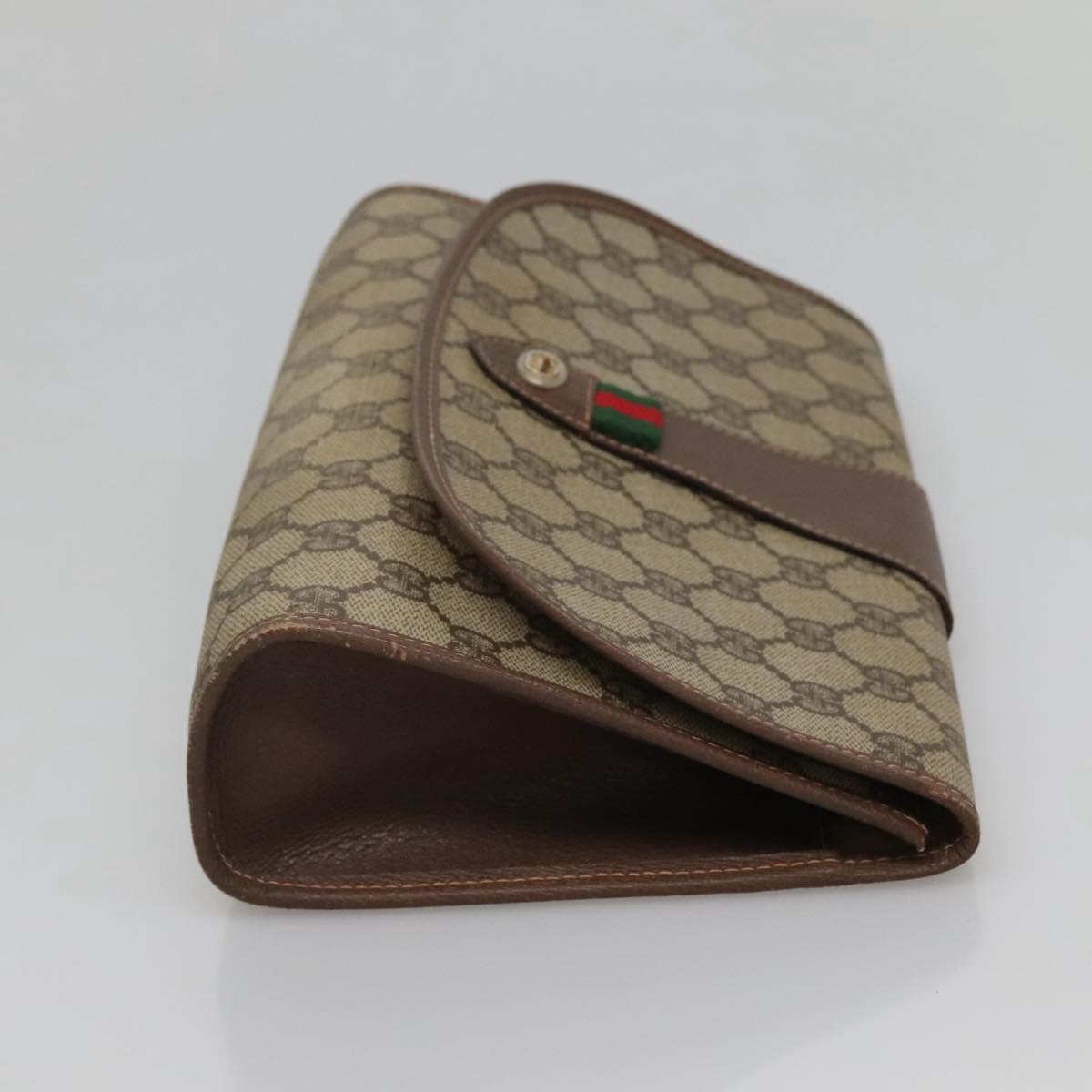 GUCCI GG Supreme Web Sherry Line Bag PVC Beige Gold 156 01 030 Auth am8209