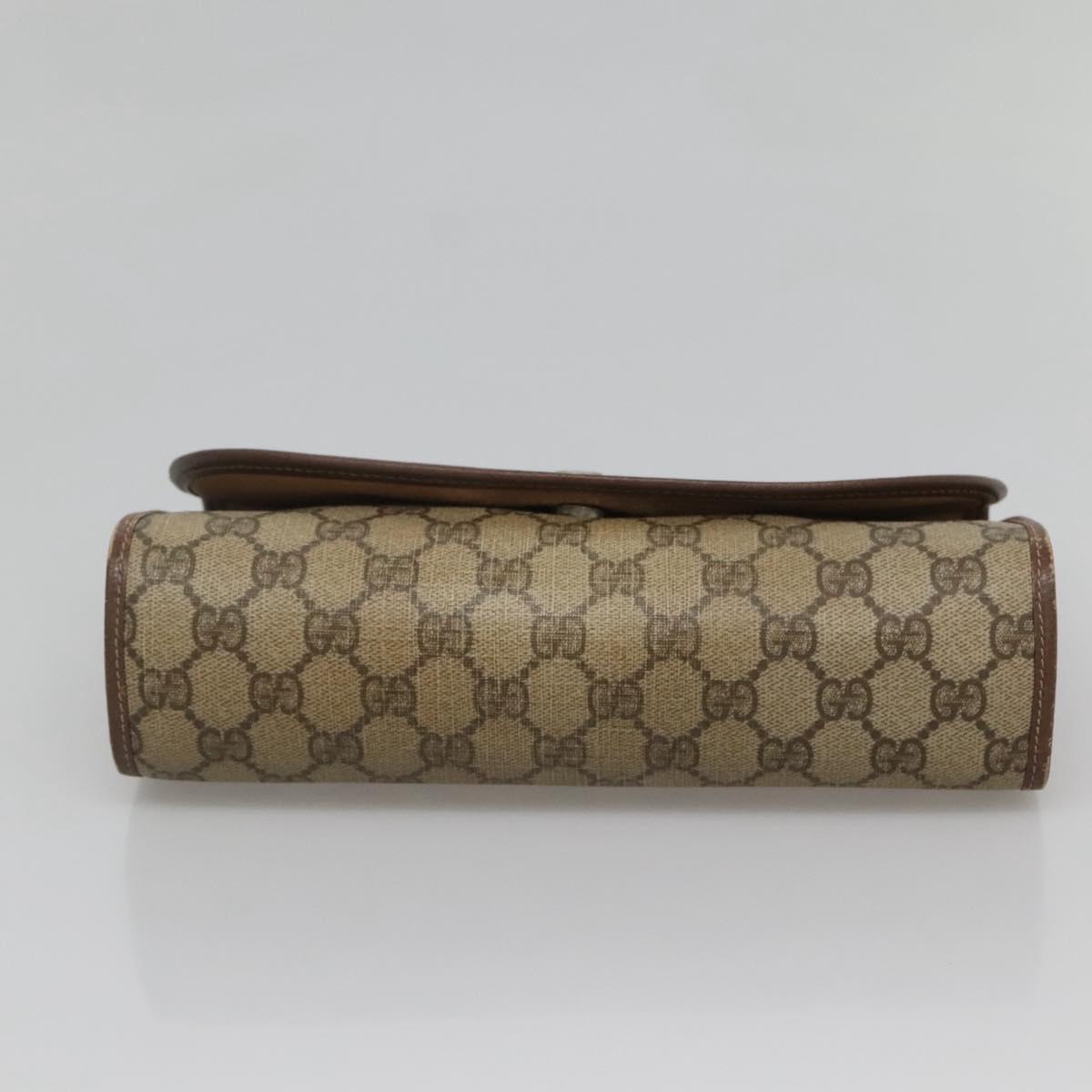 GUCCI GG Supreme Web Sherry Line Bag PVC Beige Gold 156 01 030 Auth am8209