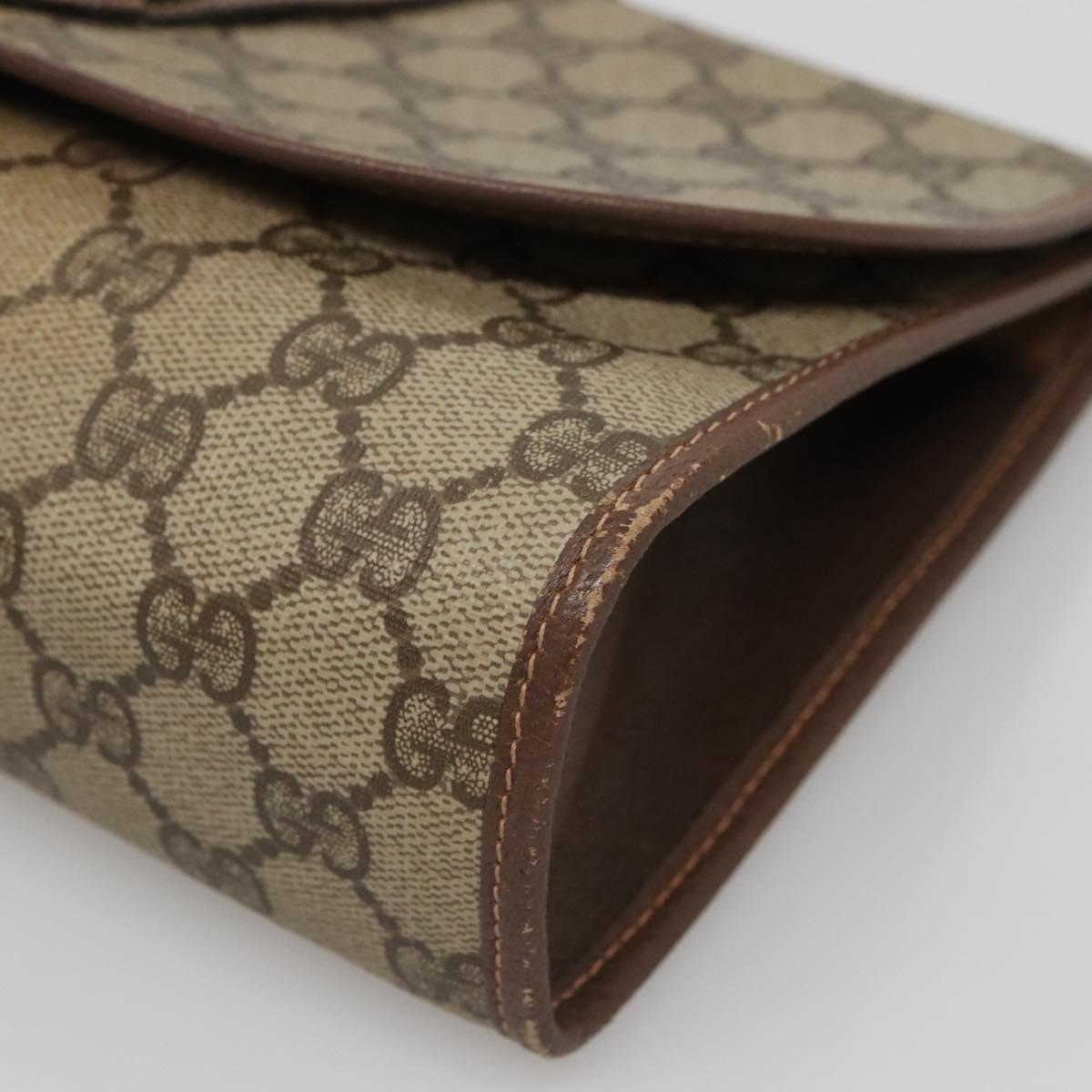 GUCCI GG Supreme Web Sherry Line Bag PVC Beige Gold 156 01 030 Auth am8209