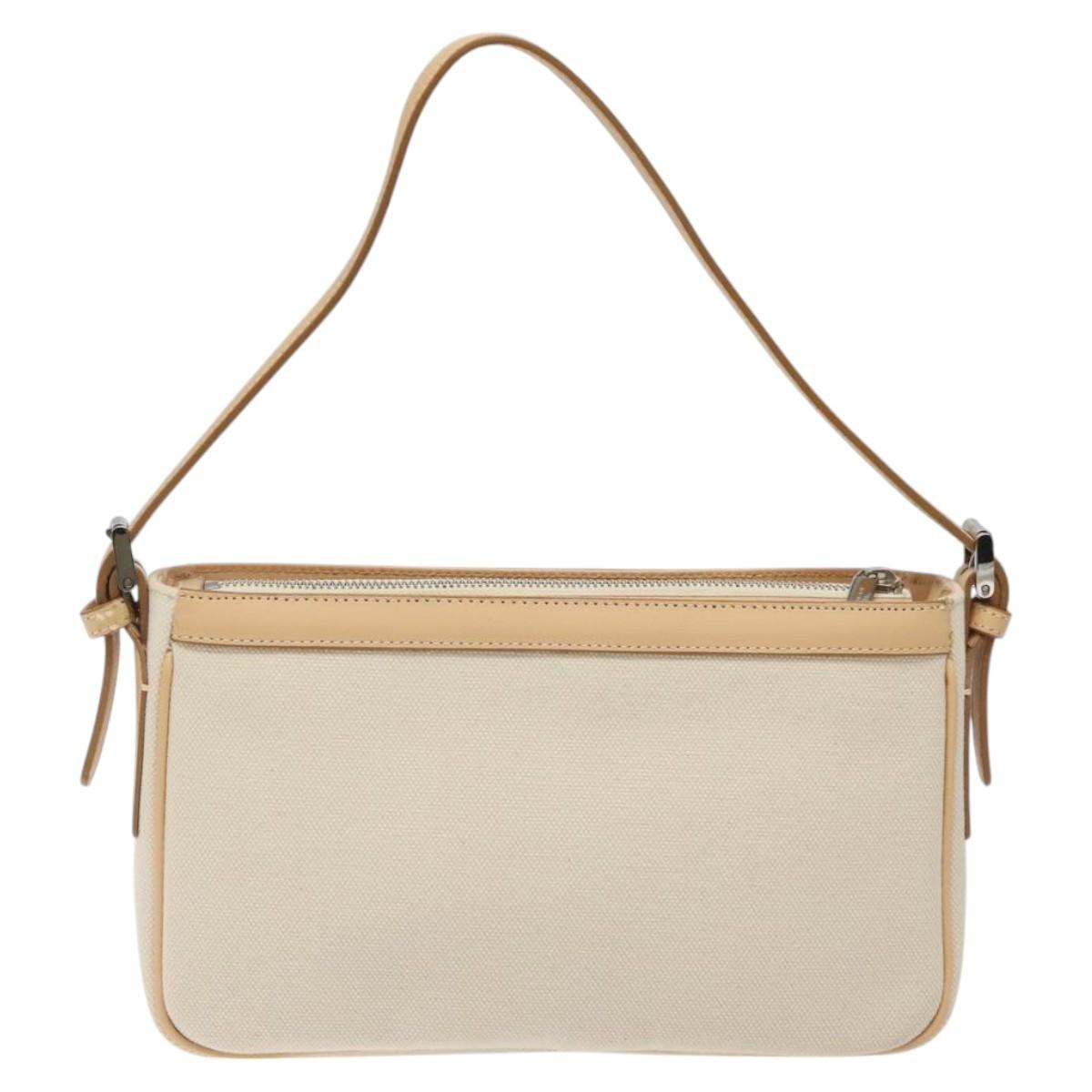 BURBERRY Shoulder Bag Canvas White Auth am8211