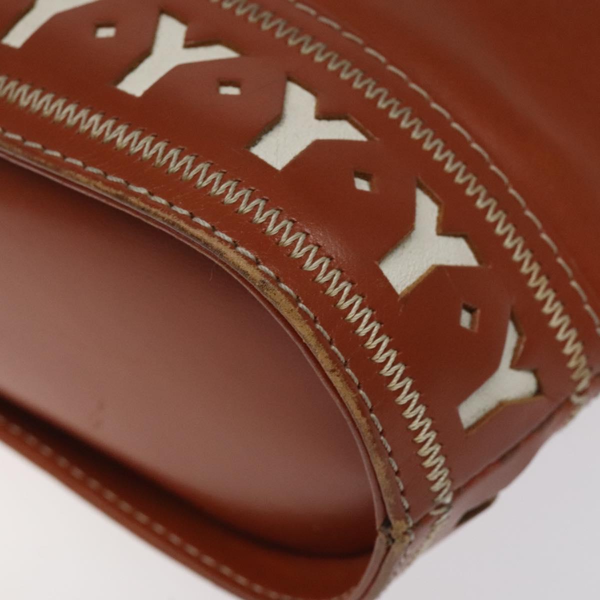 SAINT LAURENT Shoulder Bag Leather Brown Gold Auth am8218