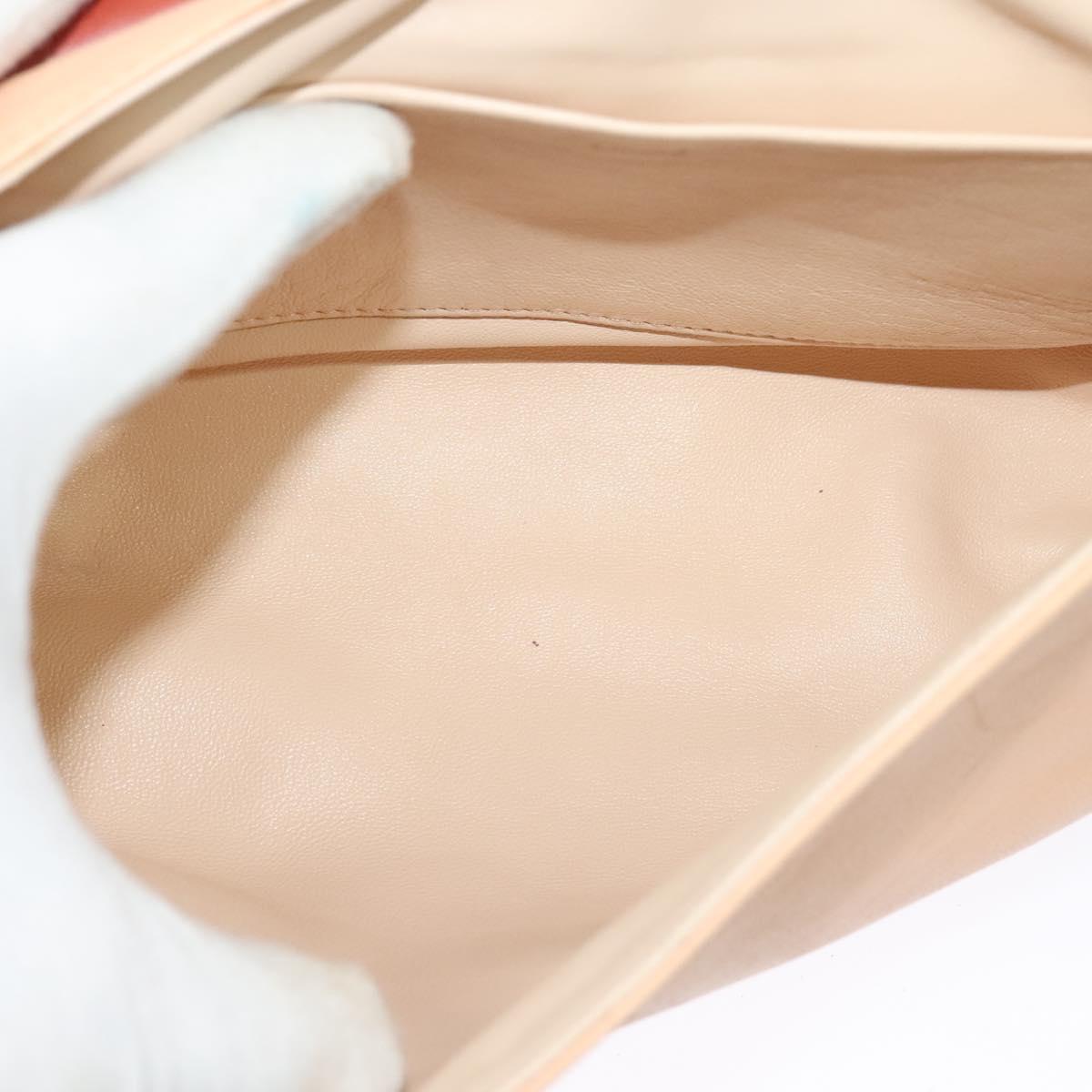 Chloe Chain Shoulder Bag Leather Beige Gold Auth am8219