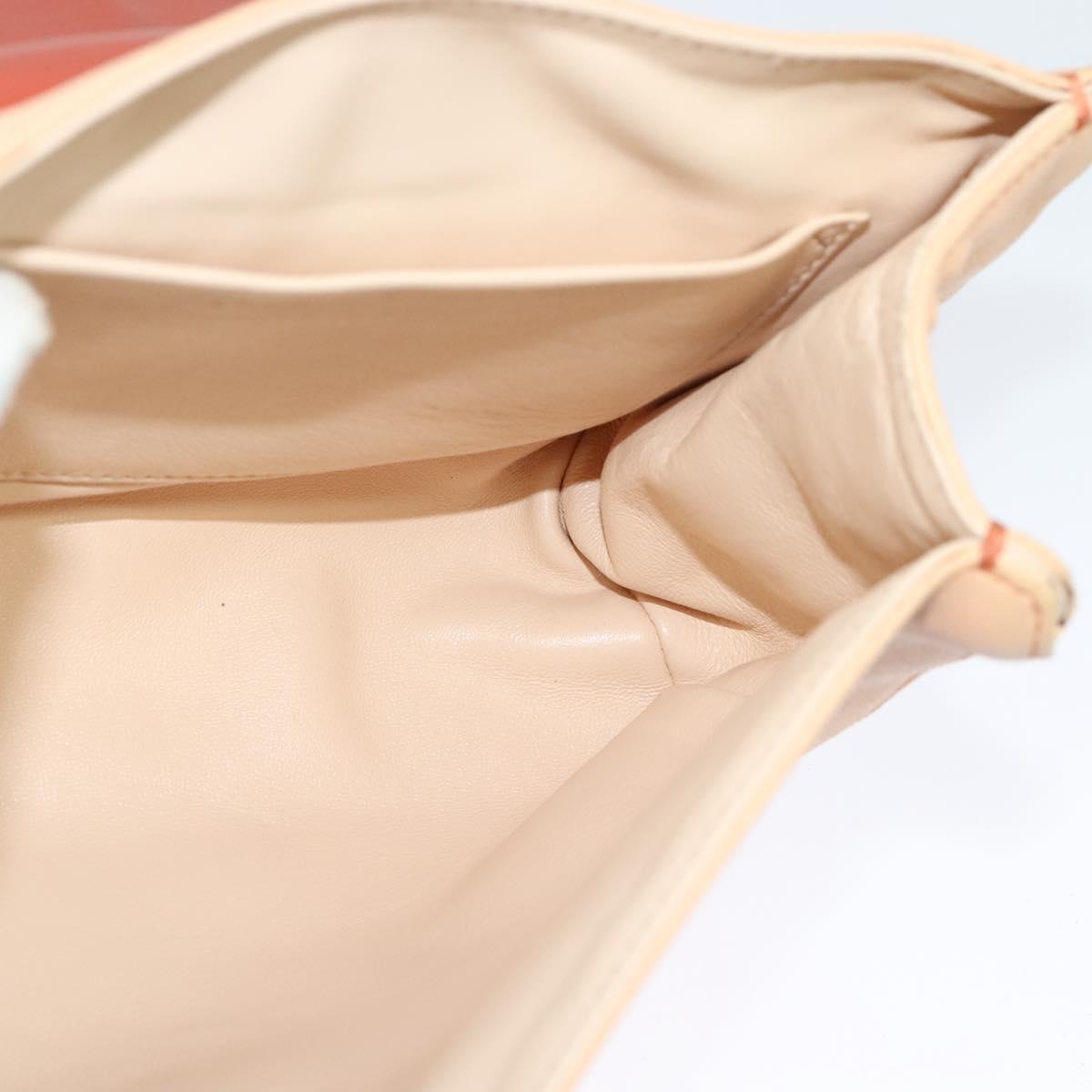 Chloe Chain Shoulder Bag Leather Beige Gold Auth am8219