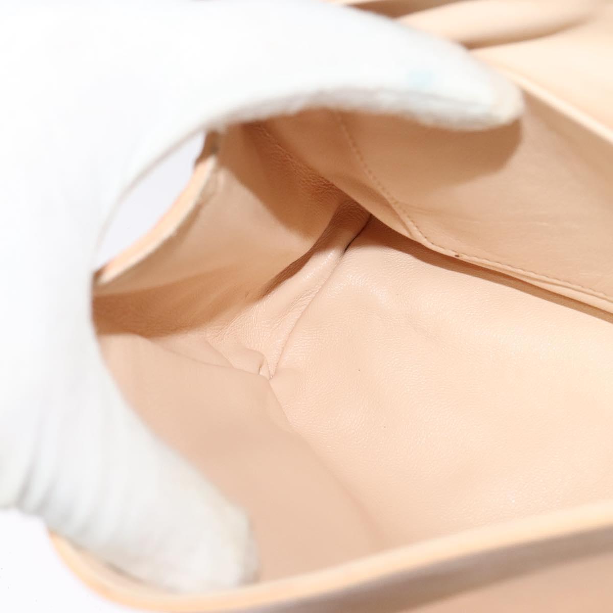 Chloe Chain Shoulder Bag Leather Beige Gold Auth am8219