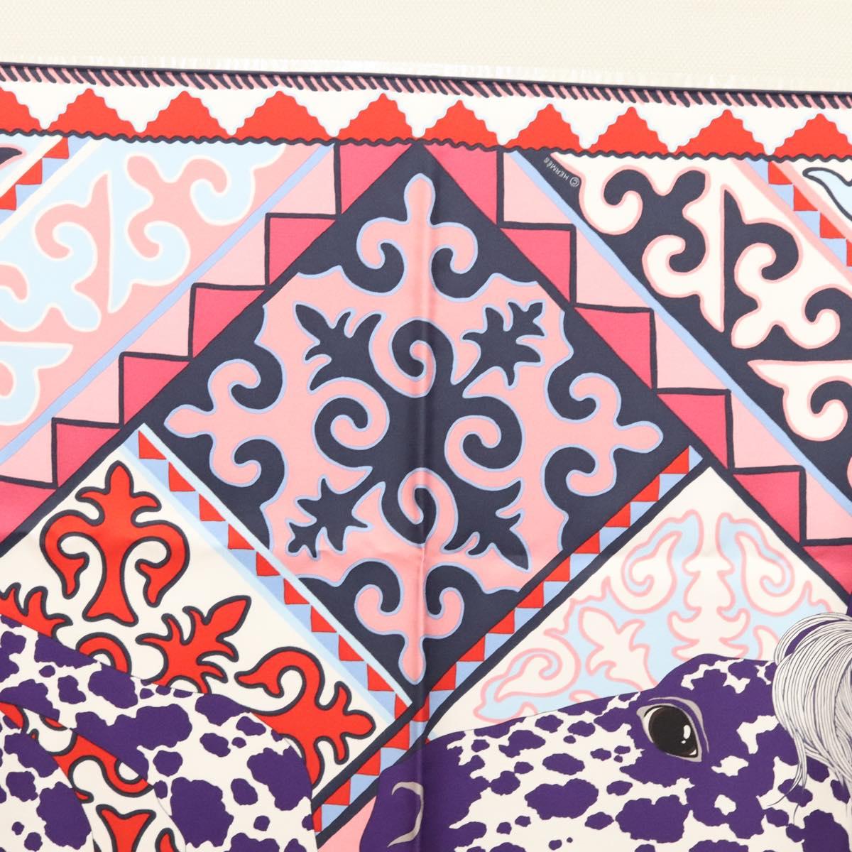 HERMES Carre 90 Scarf ""Appaloosa des Steppes"" Silk Purple Auth am8221