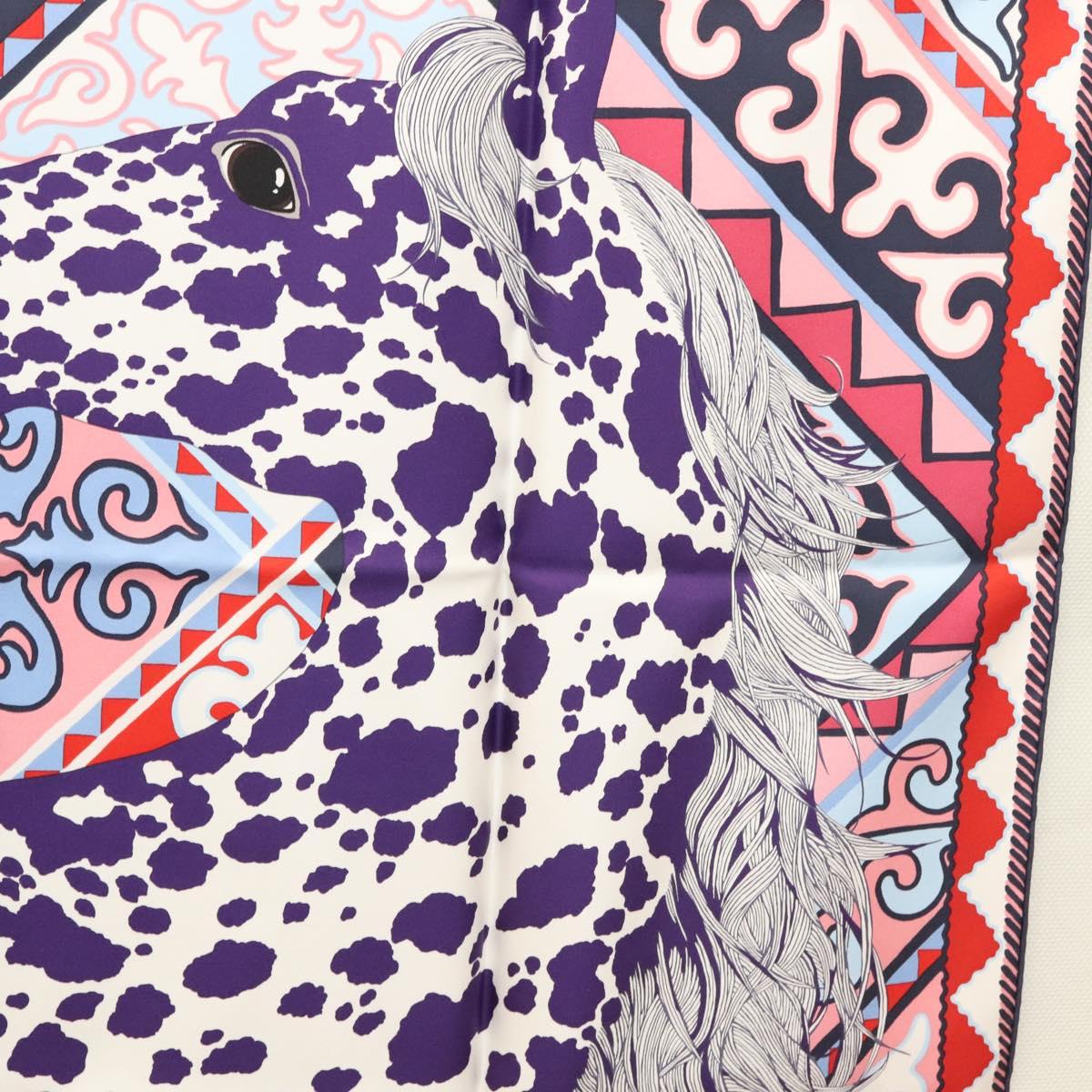 HERMES Carre 90 Scarf ""Appaloosa des Steppes"" Silk Purple Auth am8221