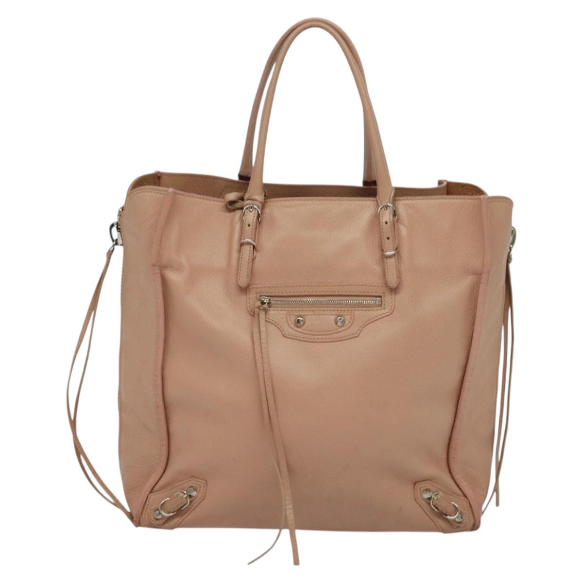 BALENCIAGA Mini Paper A4 Hand Bag Leather Pink 357330 Auth am8223V