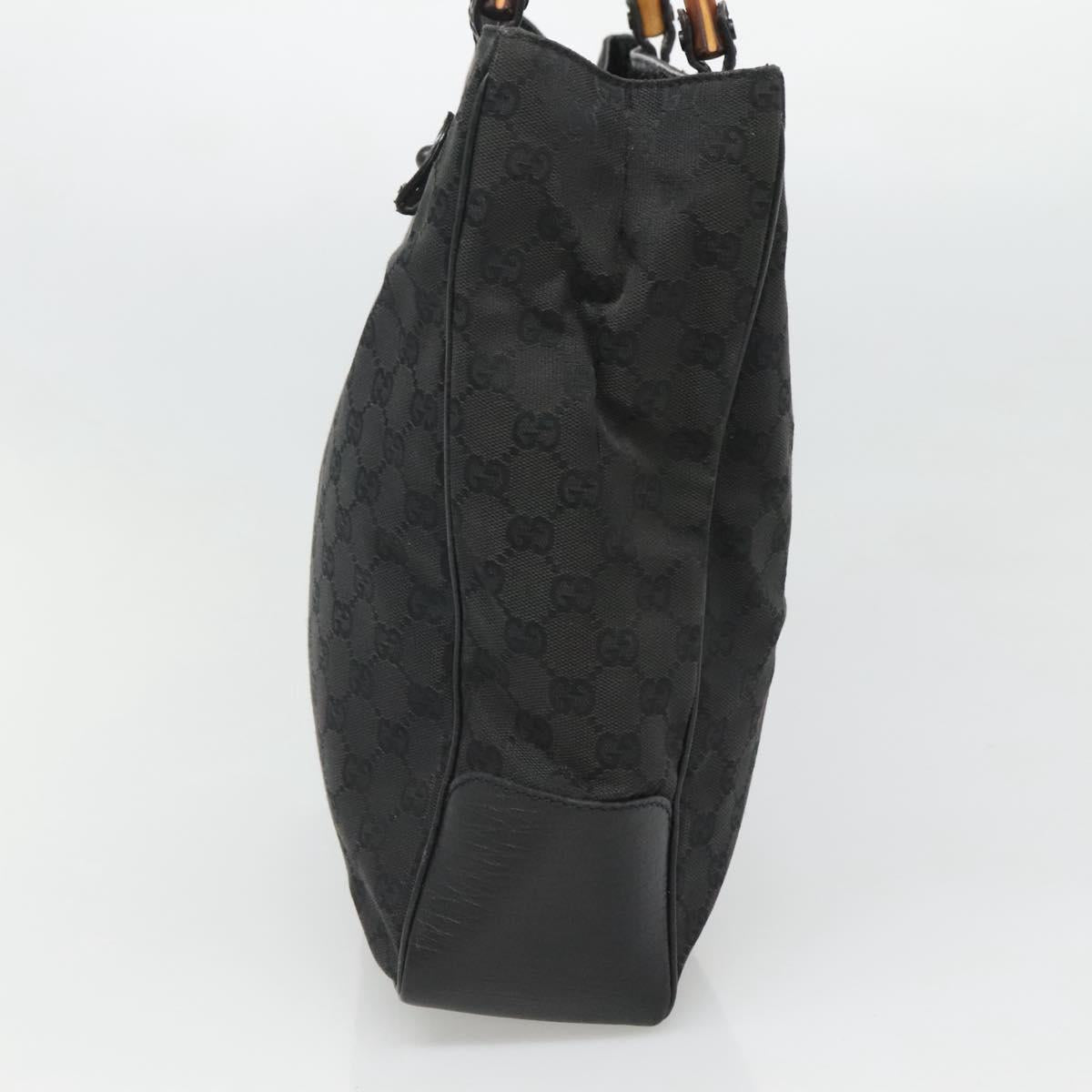 GUCCI GG Canvas Bamboo Tote Bag Black 112530 Auth am8242