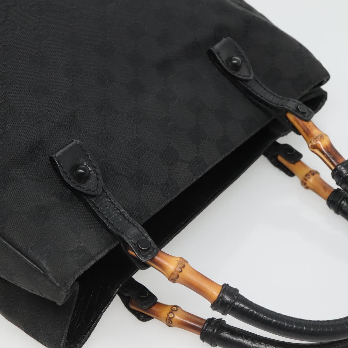 GUCCI GG Canvas Bamboo Tote Bag Black 112530 Auth am8242