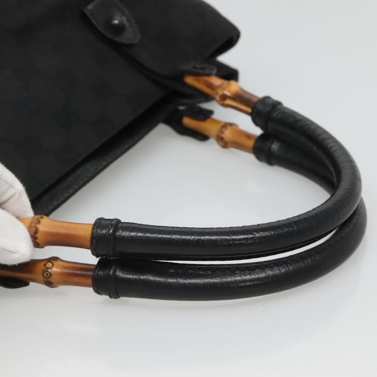 GUCCI GG Canvas Bamboo Tote Bag Black 112530 Auth am8242