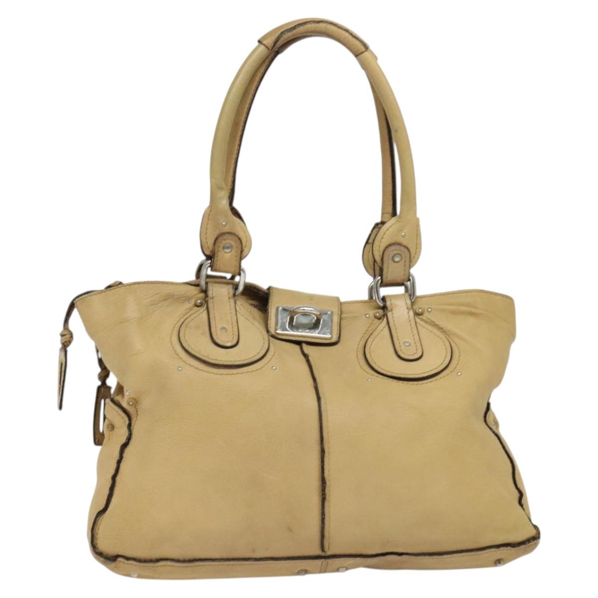 Chloe Paddington Tote Bag Leather Beige Auth am8249
