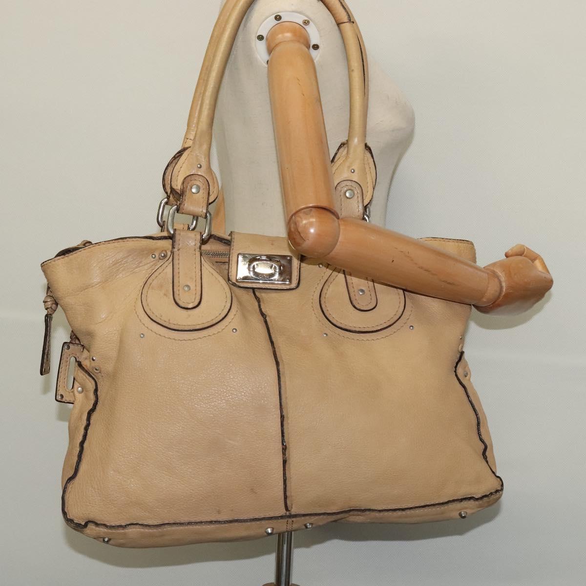Chloe Paddington Tote Bag Leather Beige Auth am8249