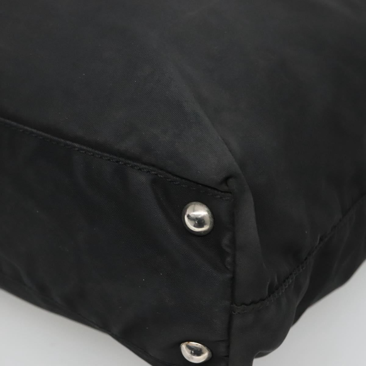PRADA Tote Bag Nylon Black Silver Auth am8250