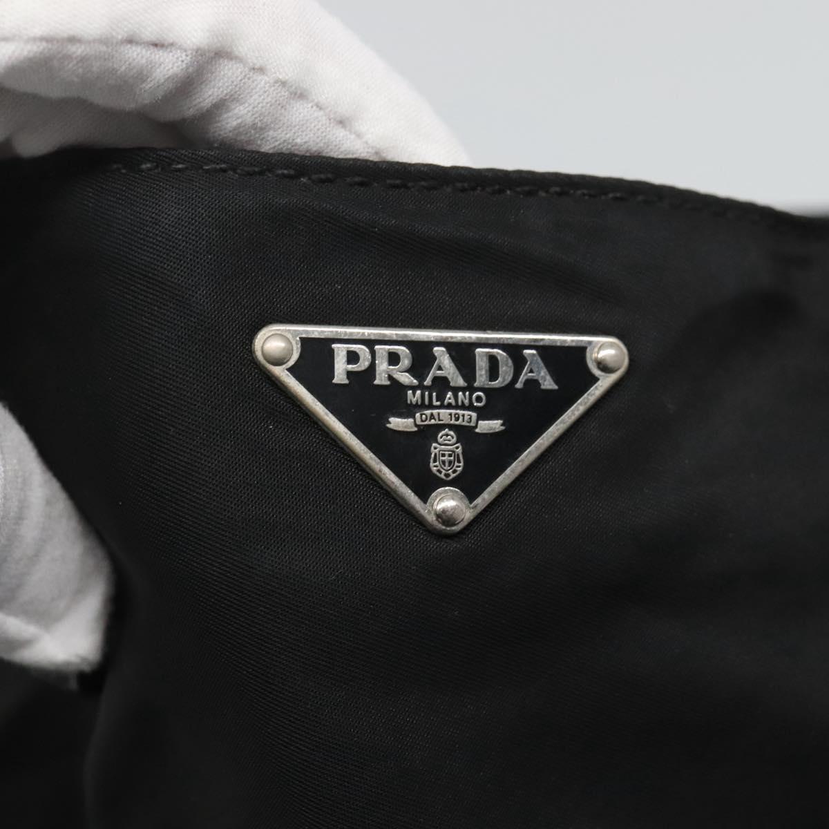 PRADA Tote Bag Nylon Black Silver Auth am8250