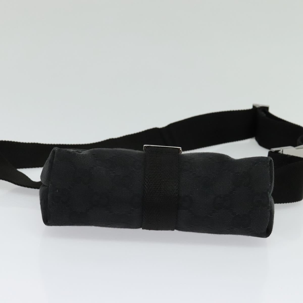 GUCCI GG Canvas Waist bag Black Silver 131236 Auth am8259