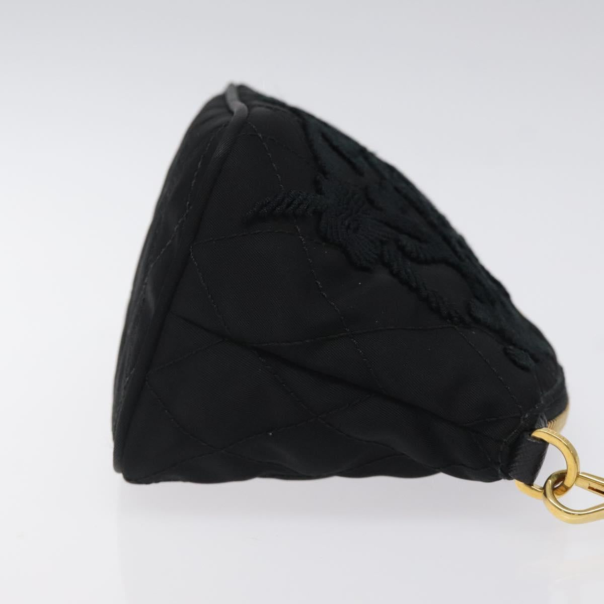 PRADA Pouch Nylon Gold Black Auth am8260