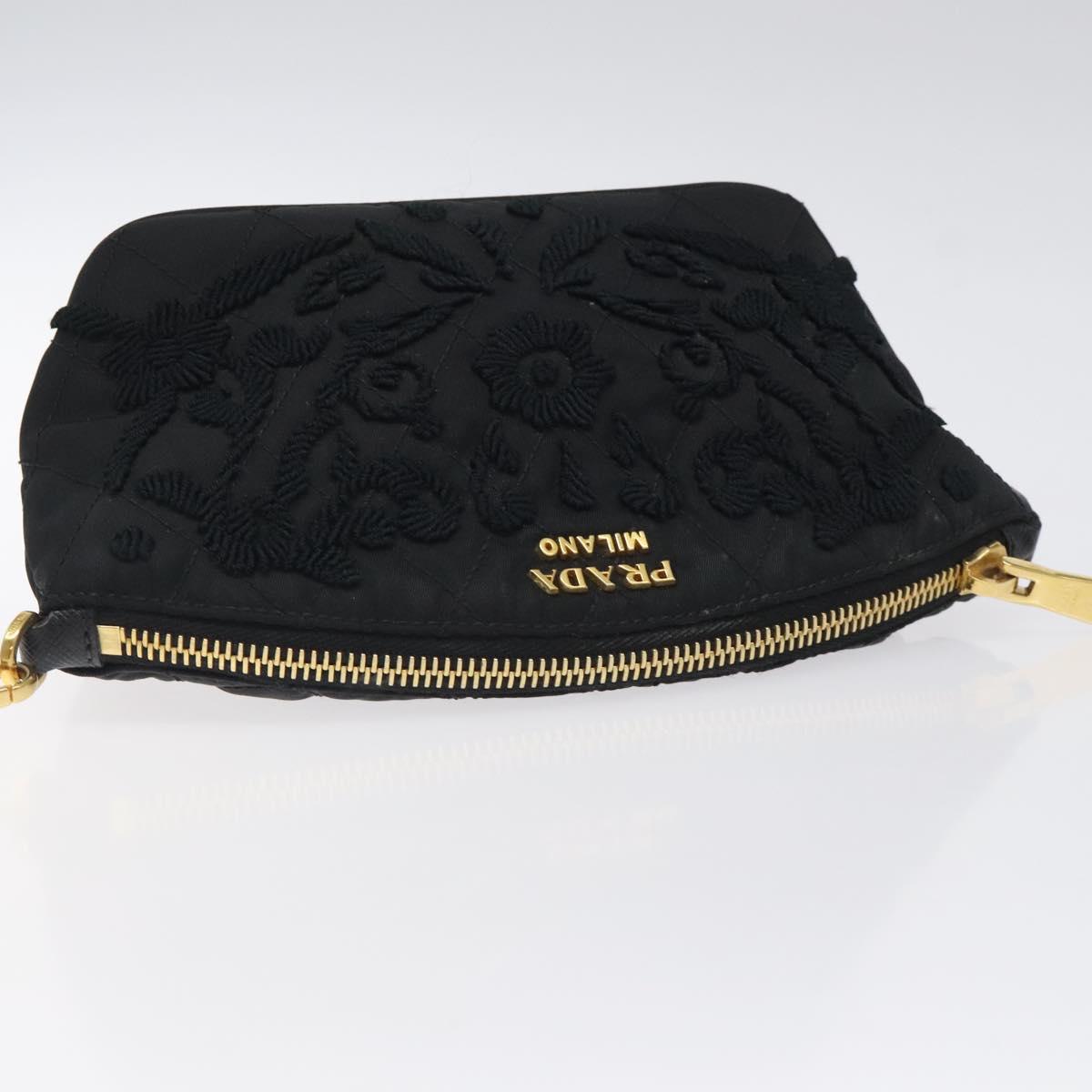 PRADA Pouch Nylon Gold Black Auth am8260