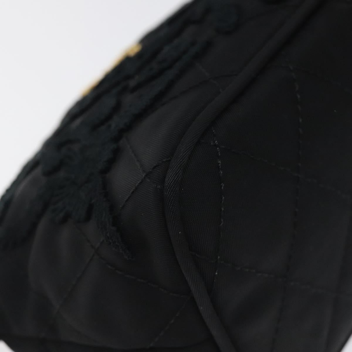 PRADA Pouch Nylon Gold Black Auth am8260