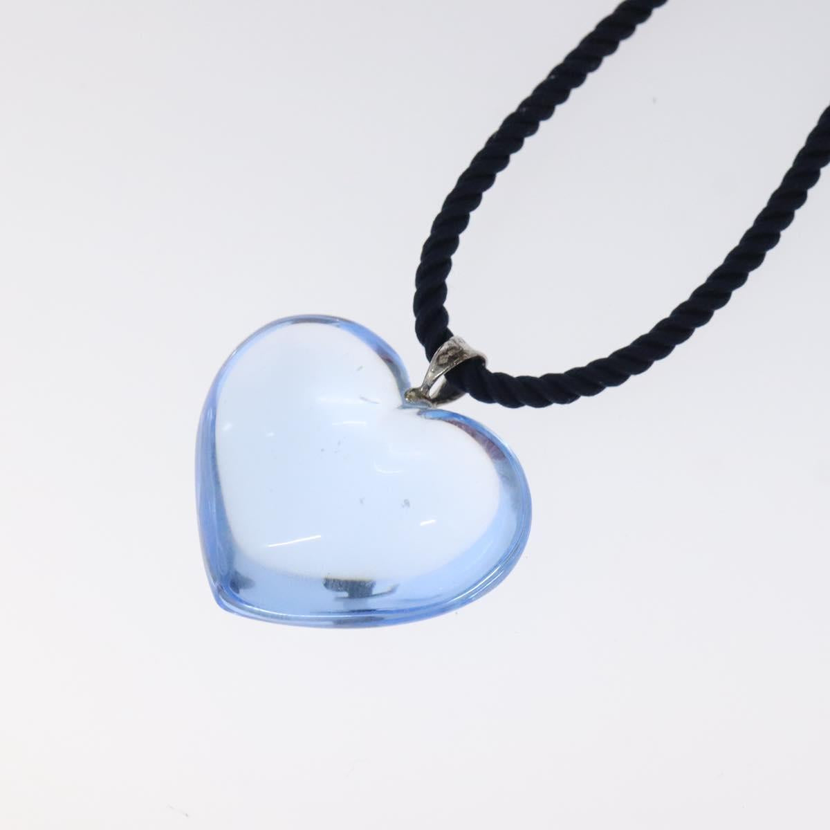 Baccarat heart Necklace Crystal Glass Blue Auth am8279