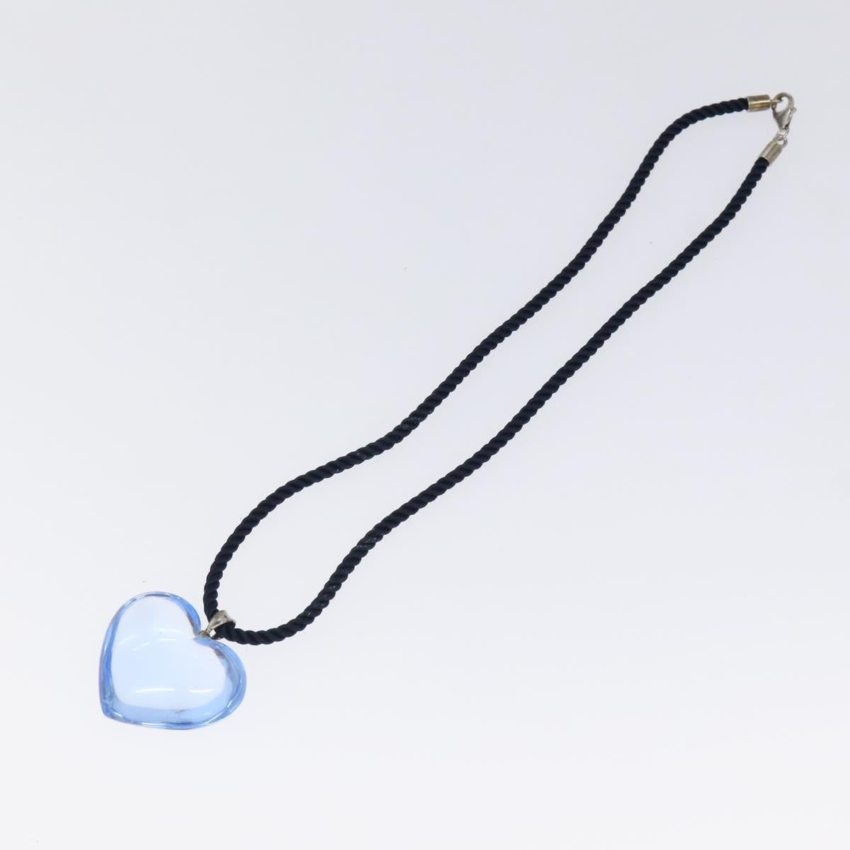 Baccarat heart Necklace Crystal Glass Blue Auth am8279