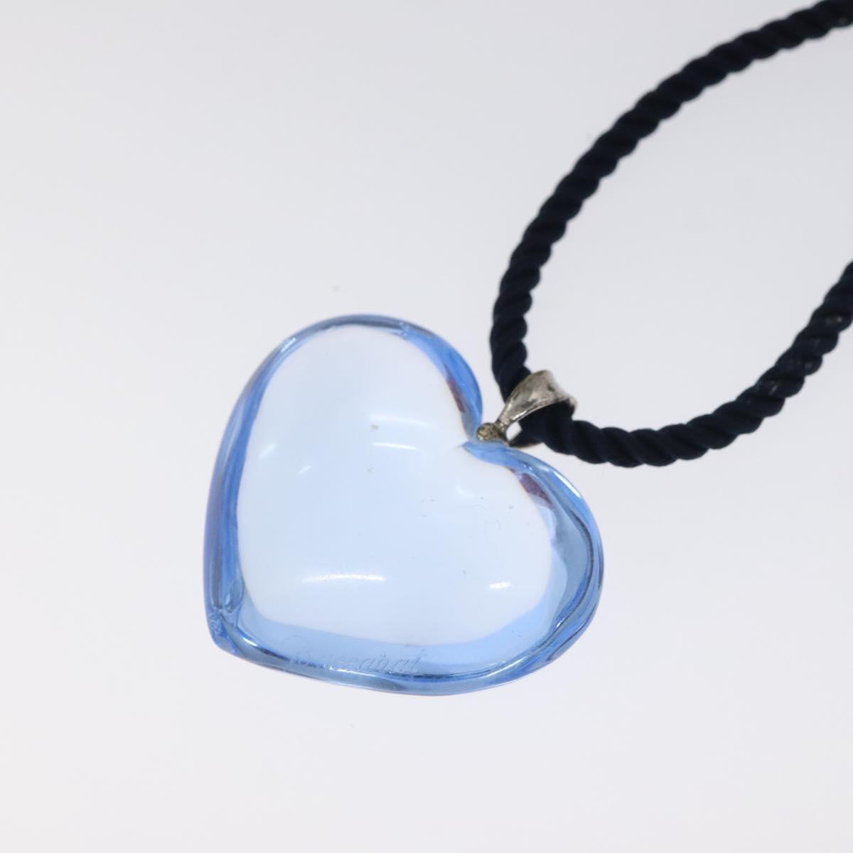 Baccarat heart Necklace Crystal Glass Blue Auth am8279