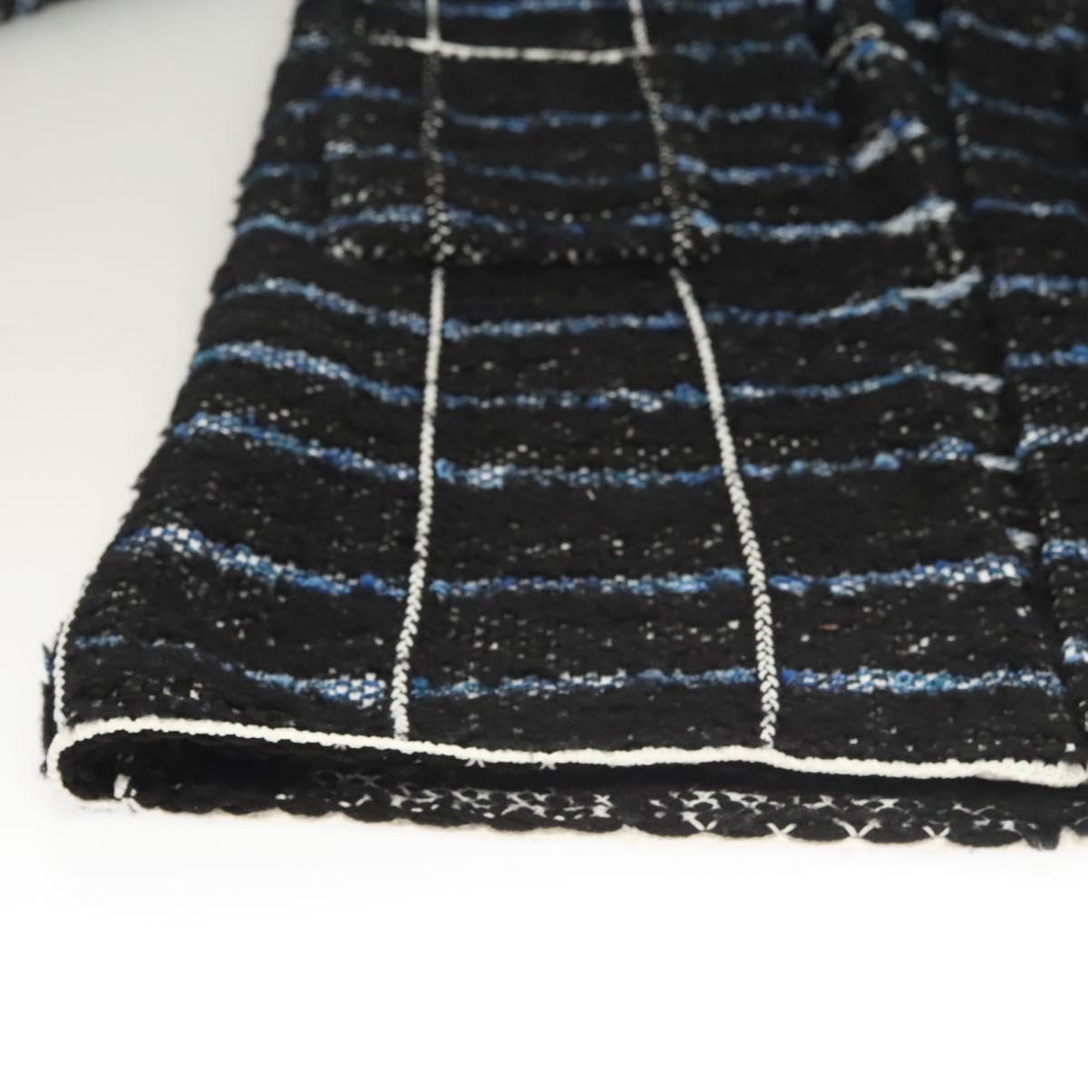 LOUIS VUITTON Long Coat Tweed M Black LV Auth am8282