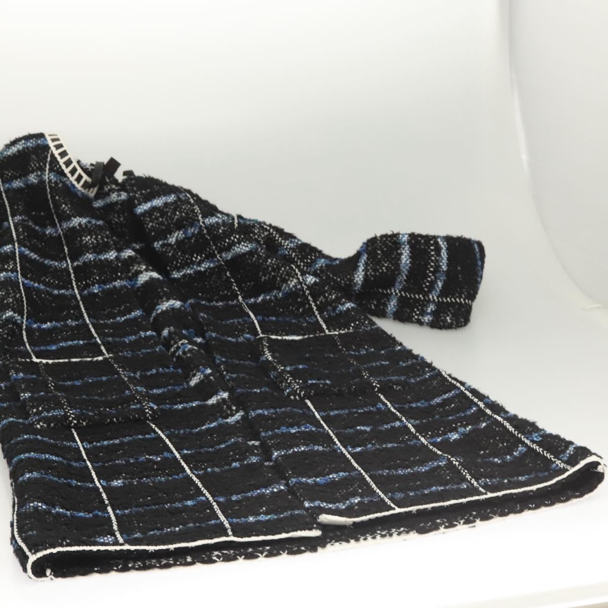 LOUIS VUITTON Long Coat Tweed M Black LV Auth am8282