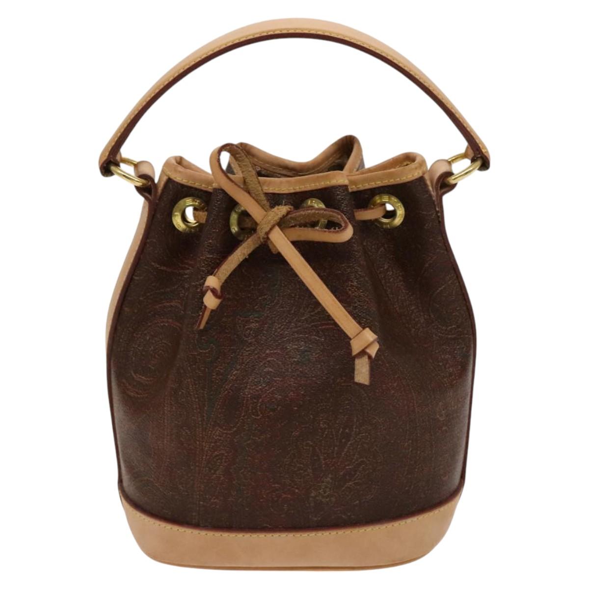 ETRO Paisley Shoulder Bag PVC Brown Gold Auth am8283