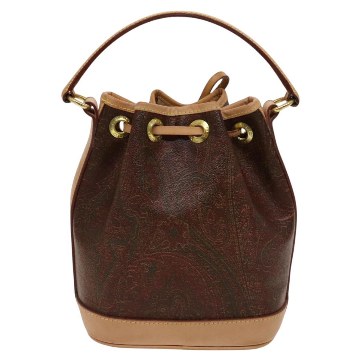 ETRO Paisley Shoulder Bag PVC Brown Gold Auth am8283