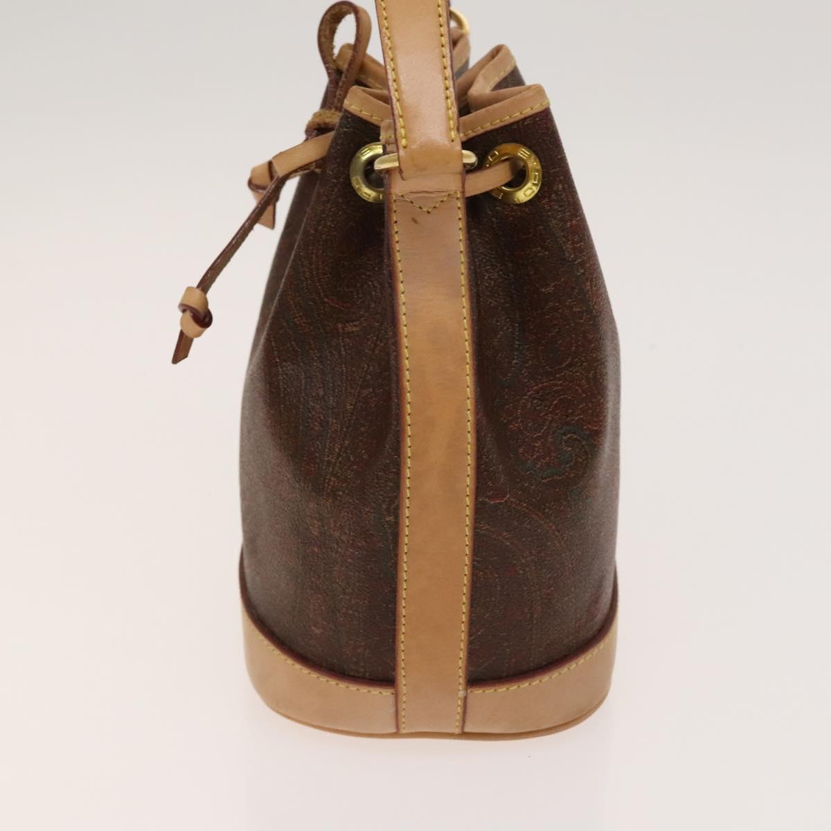 ETRO Paisley Shoulder Bag PVC Brown Gold Auth am8283