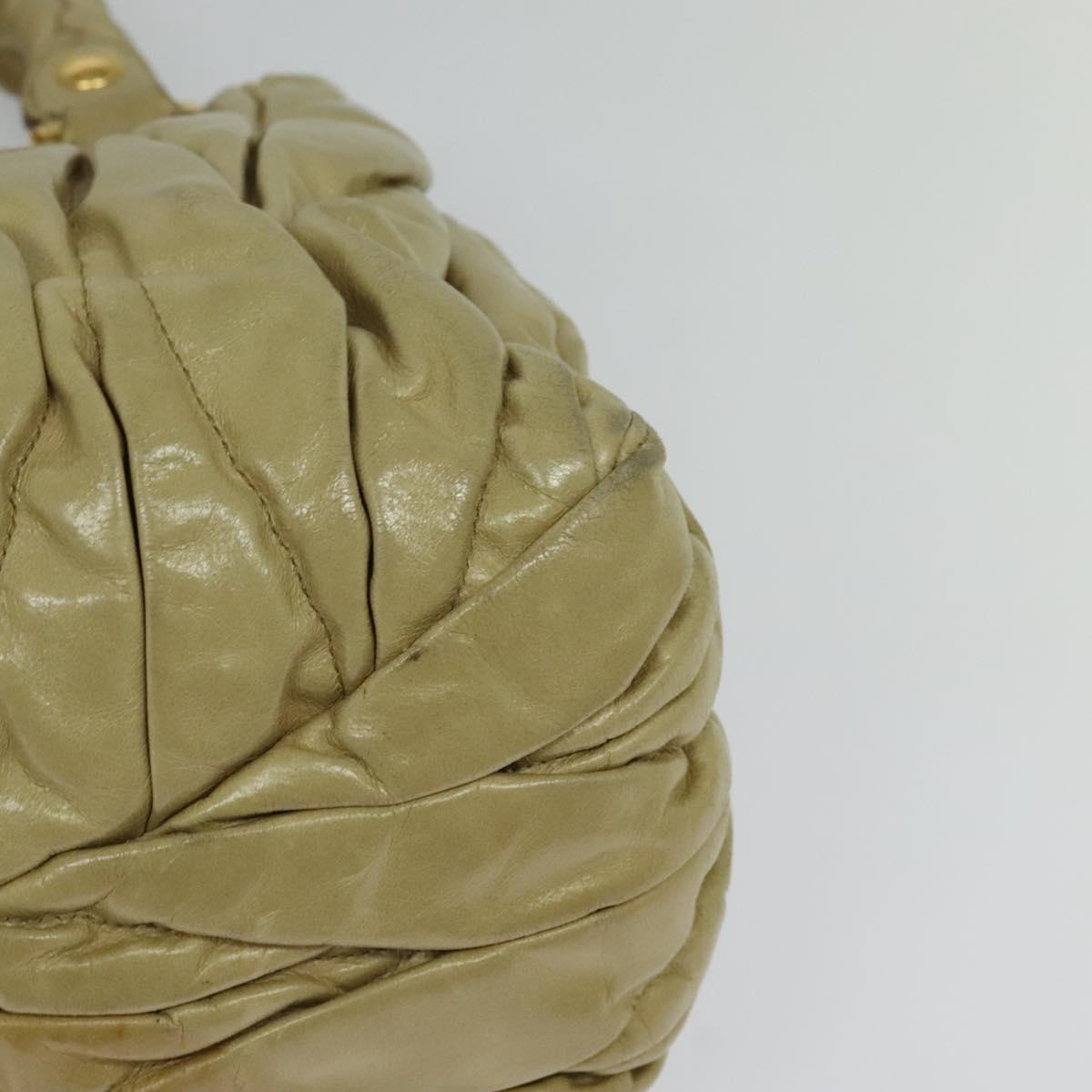 Miu Miu Matelasse Hand Bag Leather 2way Beige Gold Auth am8291