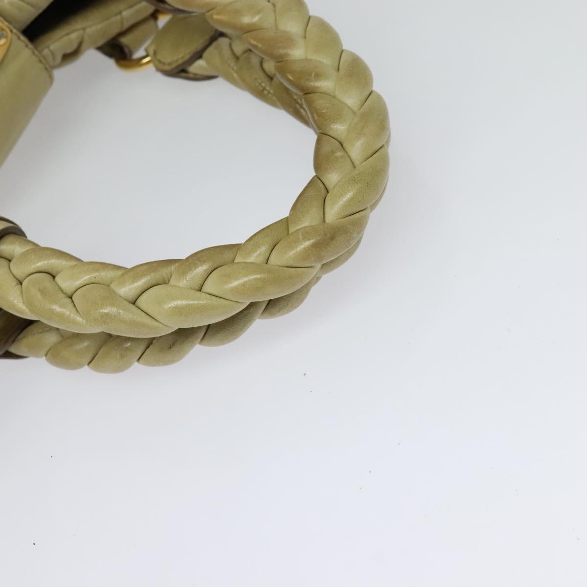 Miu Miu Matelasse Hand Bag Leather 2way Beige Gold Auth am8291